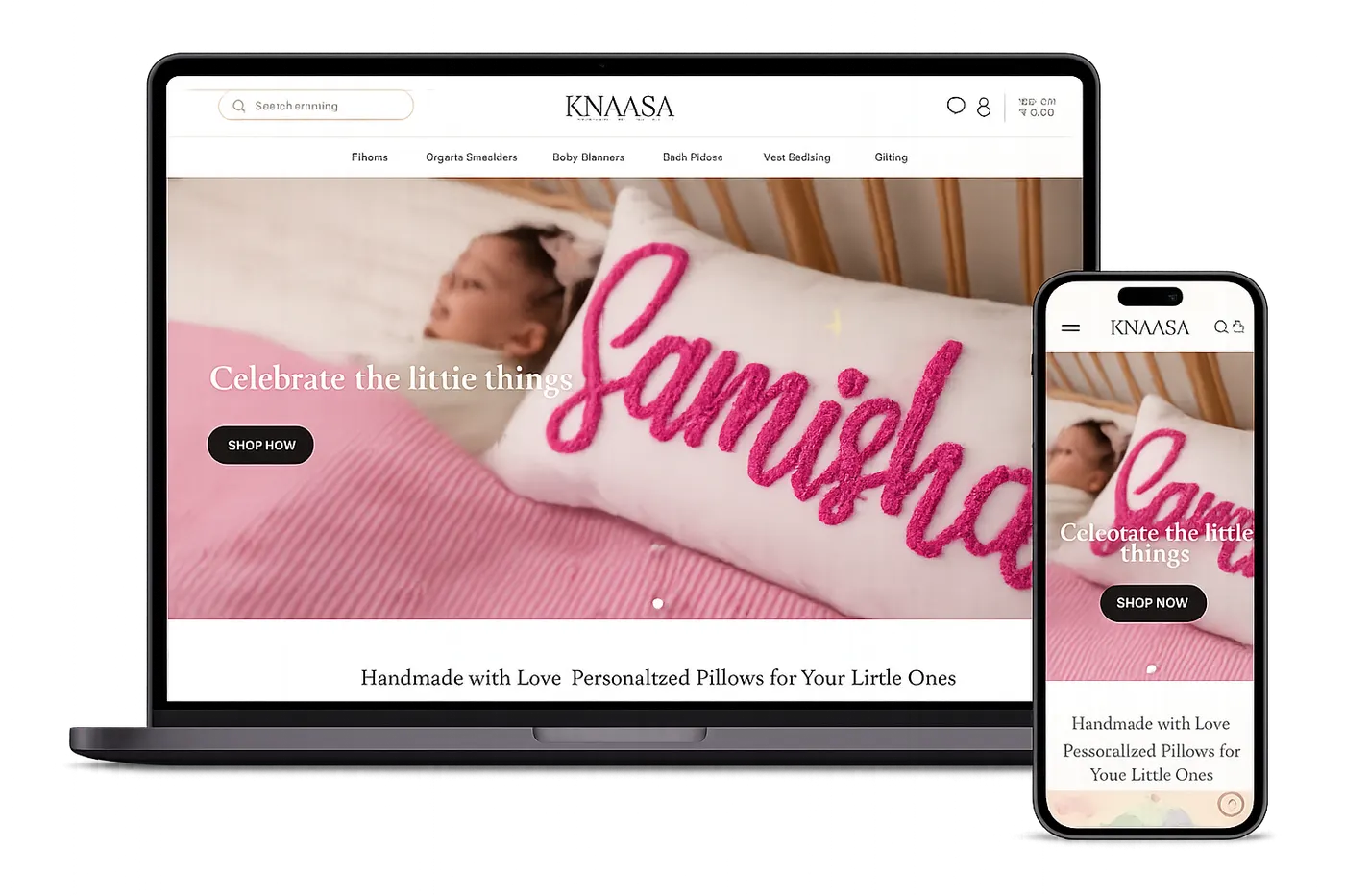 Knaasa store shown on laptop and phone mockup